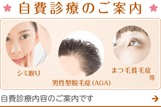 自費診療のご案内｜自費診療内容のご案内です。詳しくはこちら